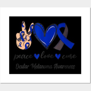 Peace Love Cure Ocular Melanoma Black   Awareness Posters and Art